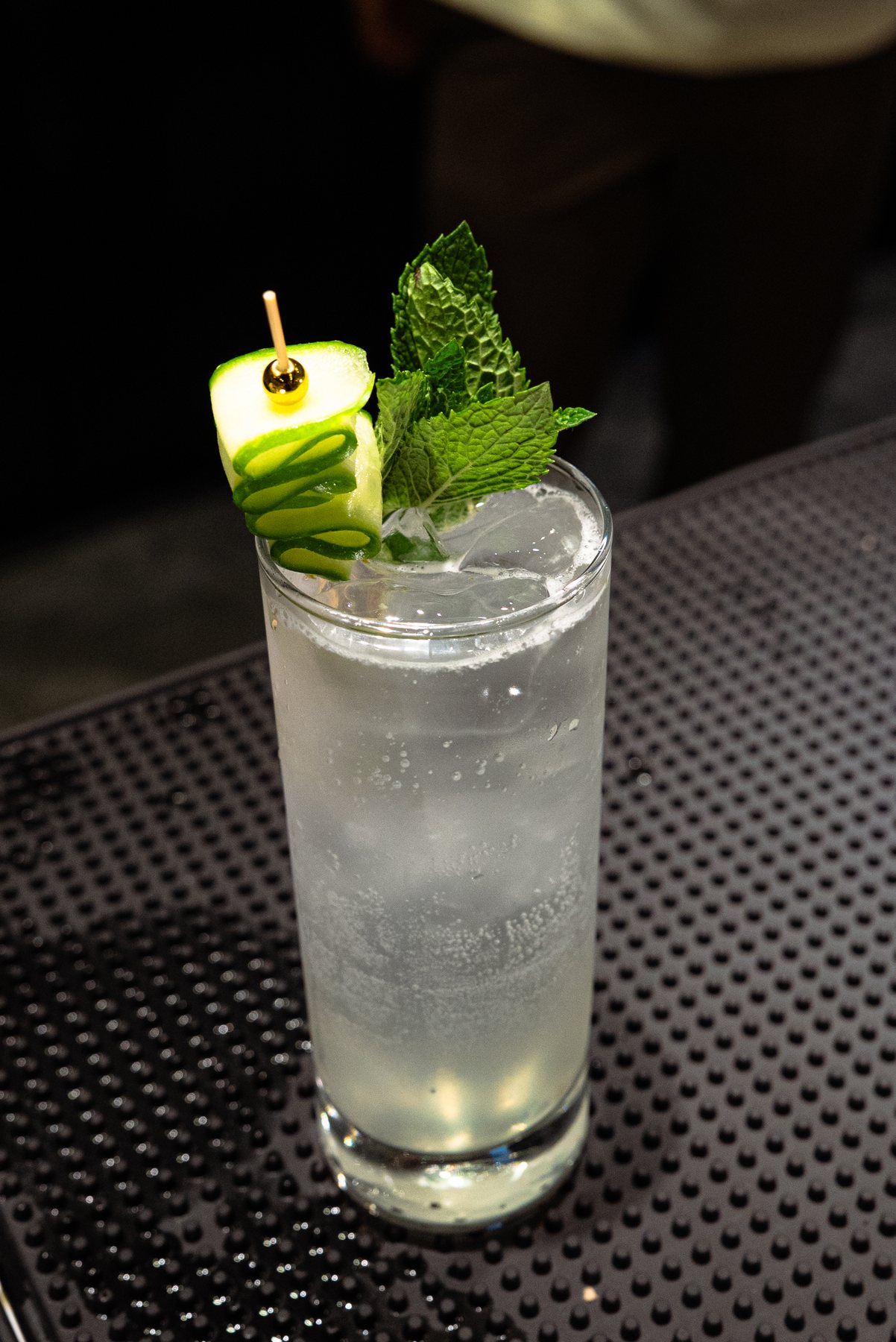 Tall cucumber mint cocktail